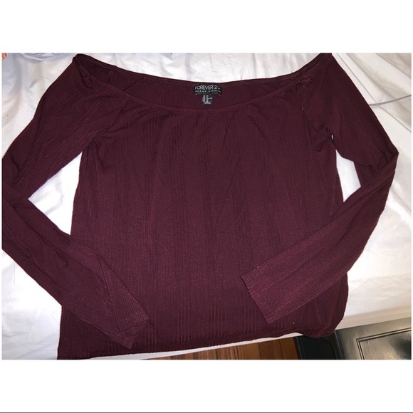 Forever 21 Tops - F21+ Maroon Off Shoulder Shirt Forever 21 Tops - F21+ Maroon Off Shoulder Shirt